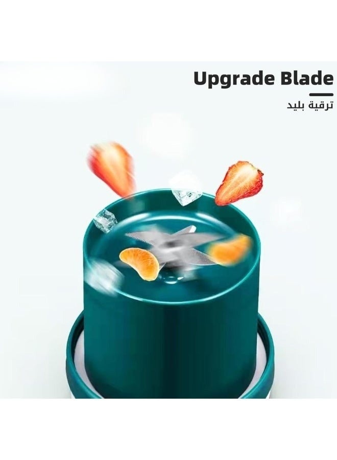 خلاط صغير محمول قابل لإعادة الشحن عبر منفذ USB، سعة 300 مل - عصارة شخصية بست شفرات من الفولاذ المقاوم للصدأ - تشغيل سريع وسهل بزر واحد للعصائر، ومشروبات البروتين، وطعام الأطفال - مناسب للسفر، والمكتب، والمطبخ - أخضر - Image 3